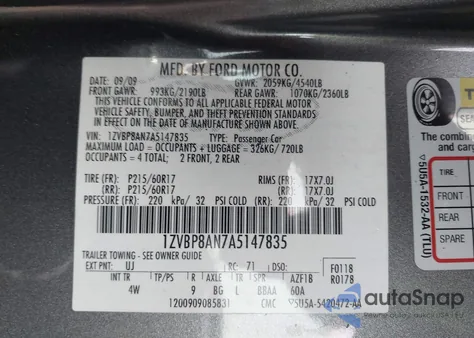 2010 Ford Mustang V6/V6 Premium from USA, damaged, VIN 1ZVBP8AN7A5147835